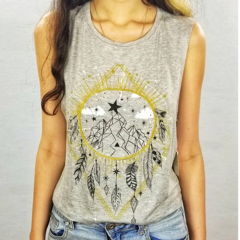 Rebellious One Gray Dream Catcher Tank Top